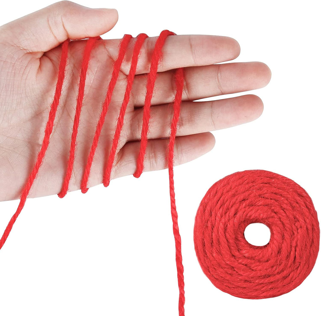 3mm Red Twine, 328Ft Thick Jute String for Crafts