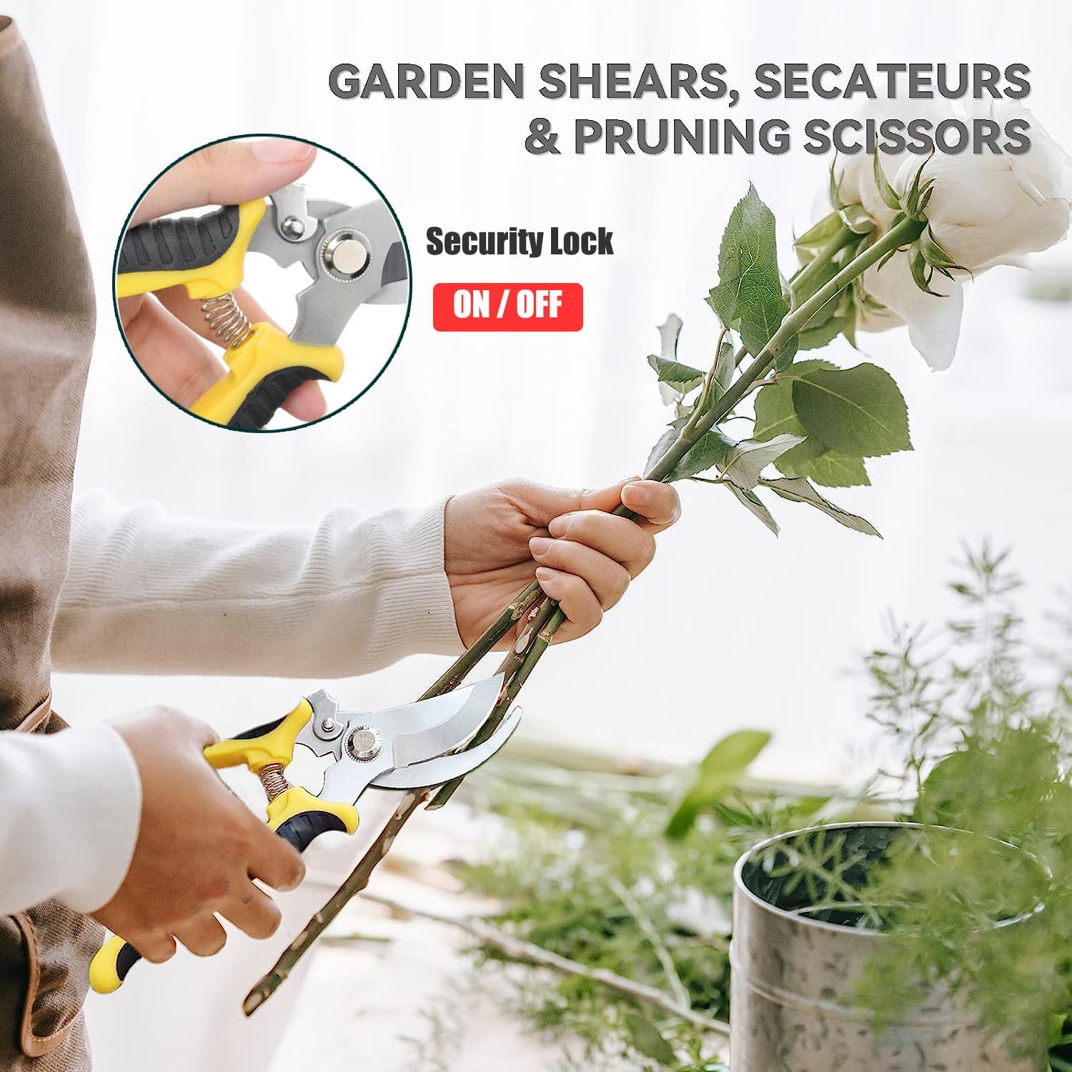 Pruning Shears, 3 Pack Garden Shears, Clippers Handheld, Stainless Steel Garden Snips, Pruners for Gardening