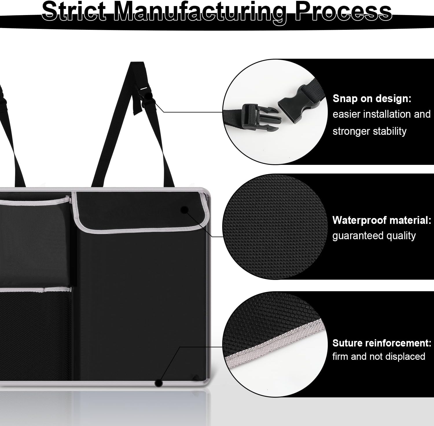 Trunk Hanging Organizer, Backseat Bag, Car Interior Accessories with 4 Pockets & 2 Mesh Pouches for Groceries, Will