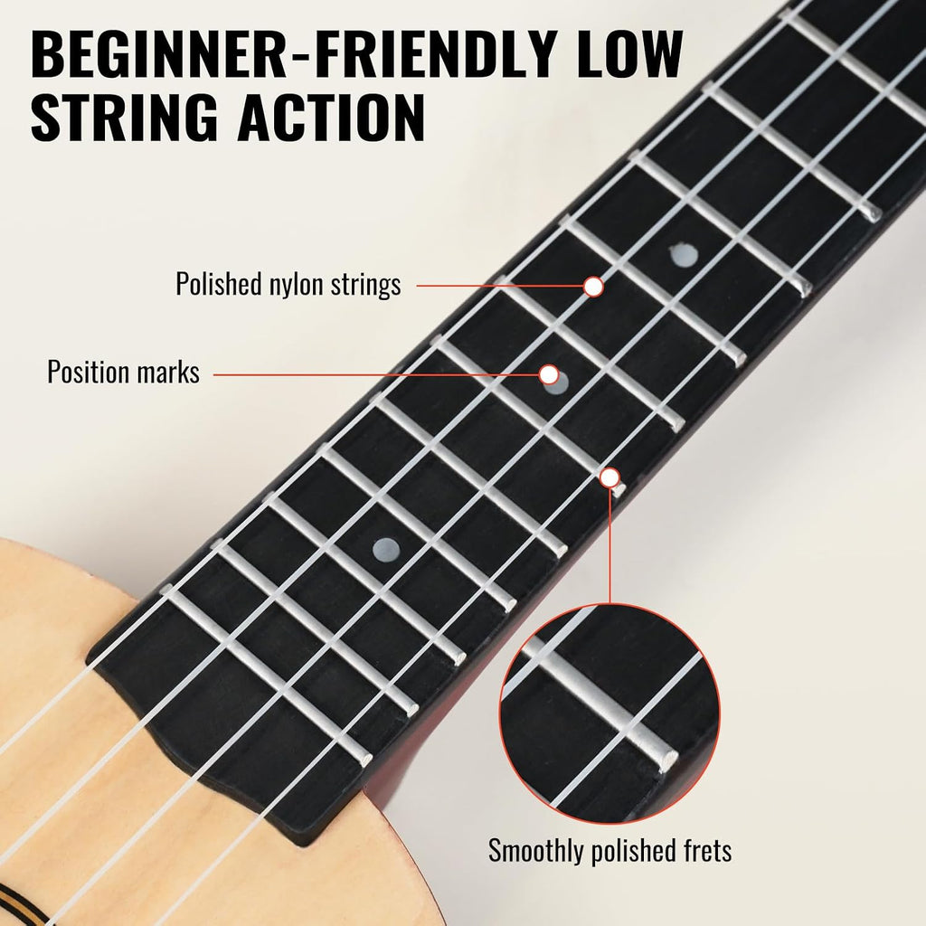 Soprano Ukulele Starter Kit, 21 Inch Basswood Hawaiian Uke with Gig Bag, Strap, Nylon Strings, Picks, Beginner