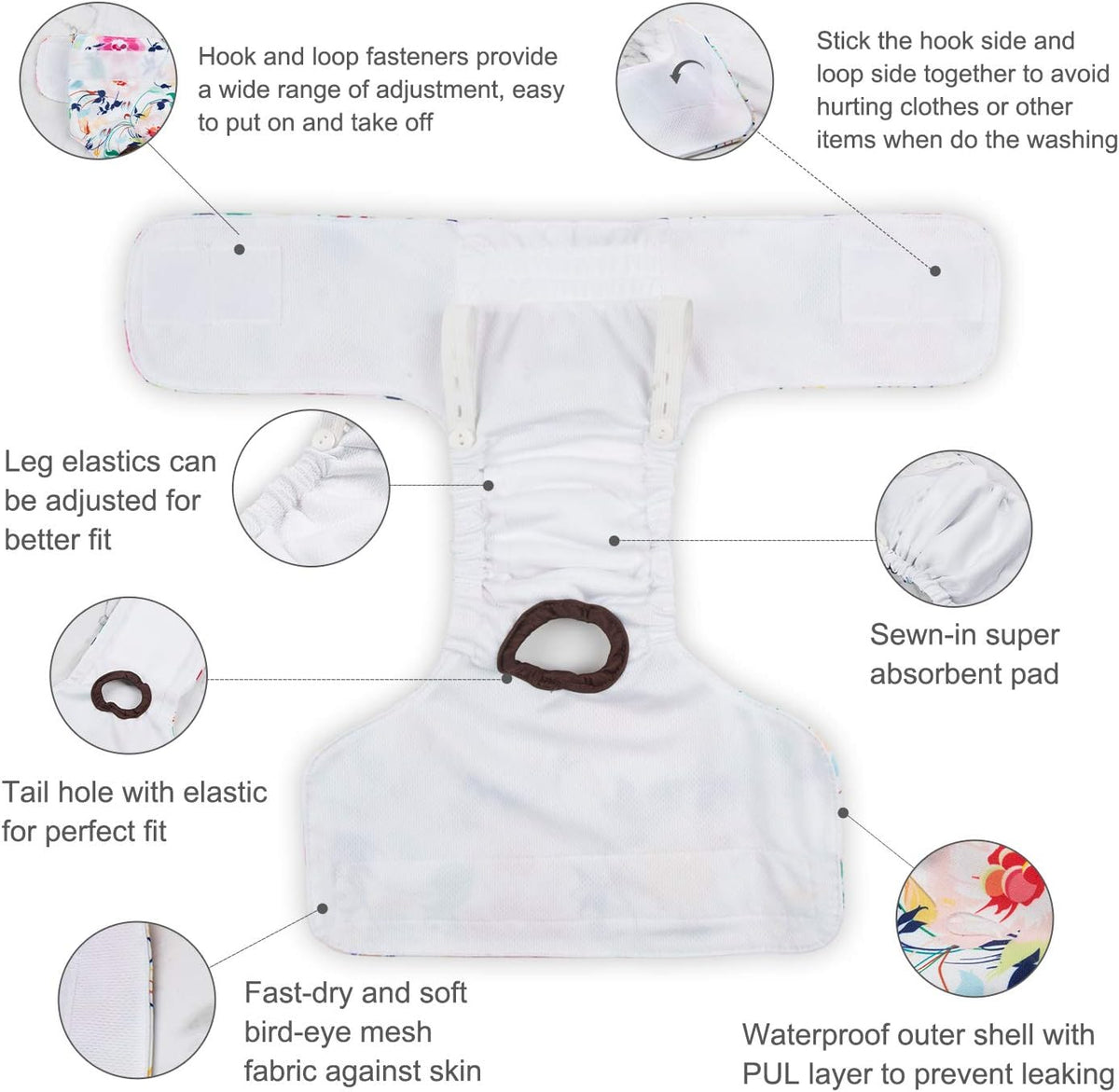 Dog Diapers Female Washable Small Medium Large 3 Pack Reusable Doggie Diapers Puppy Period Pants for Doggy Heat Cycle