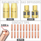 YESWELDER MIG Welding Gun Accessory Kit, 0.030" Tip-Nozzle-Diffusers