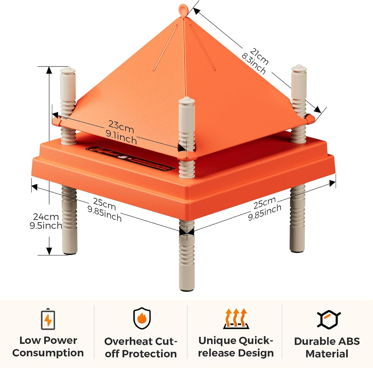Chick Brooder Heating Plate 10" x 10" with Anti-Roosting Cone, Stepless Adjustable Height for Up to 15 Chicks, Energy