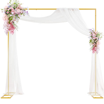 Heavy Duty Backdrop Stand, 8ft x 8ft, Adjustable Pipe and Drape Kit, Gold