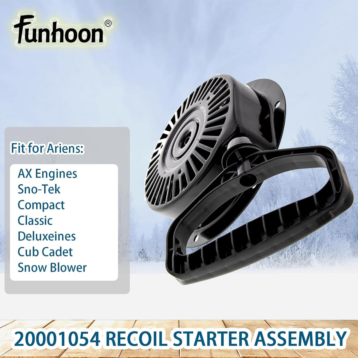 Funhoon 20001054 Pull Cord Recoil Starter Assembly for Ariens SNO-Tek, Compact, Classic, Deluxe, AX254 Engines, 920021, 920022, 921024, 921030 Snow Blowers