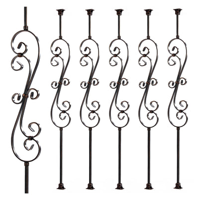 Oil Rubbed Copper Staircase Balusters - 1/2inch x 44inch, Metallic Railing Featuring Radiant Sheen, Skinny Scroll