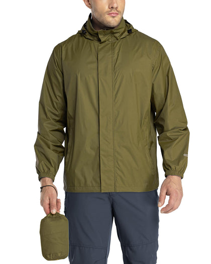 Men's Packable Rain Jacket Lightweight Waterproof Golf Raincoat