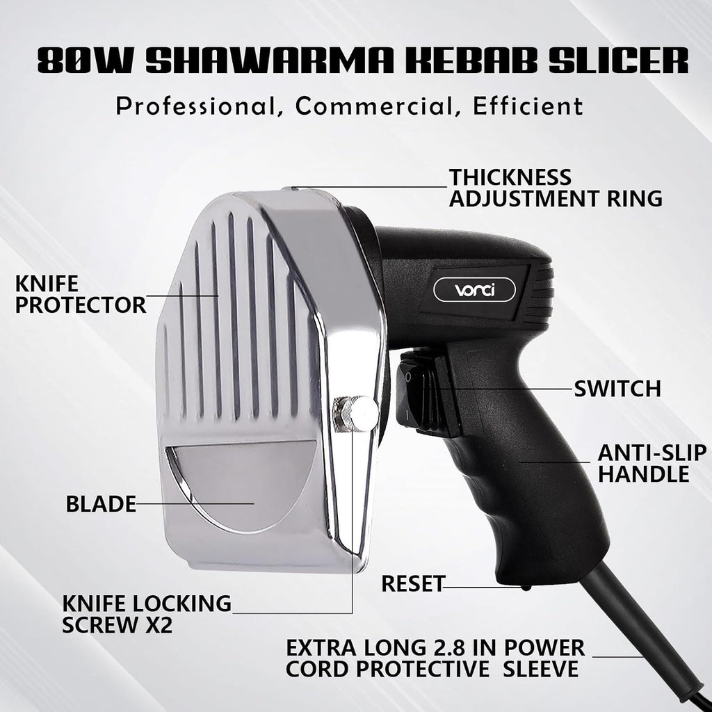 Commercial Gyro Cutter, 80W Electric Shawarma Knife