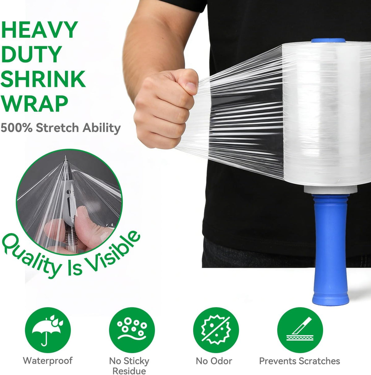 Plastic Shrink Wrap Roll for Moving, 5" x 1200' -12 Rolls