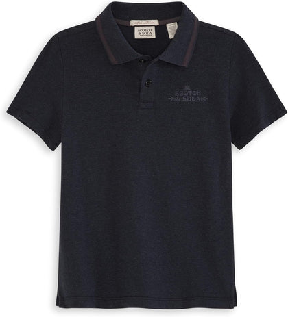 Scotch & Soda Boys' Classic Polo, Short Sleeve Collared Shirt, Embroidered Logo