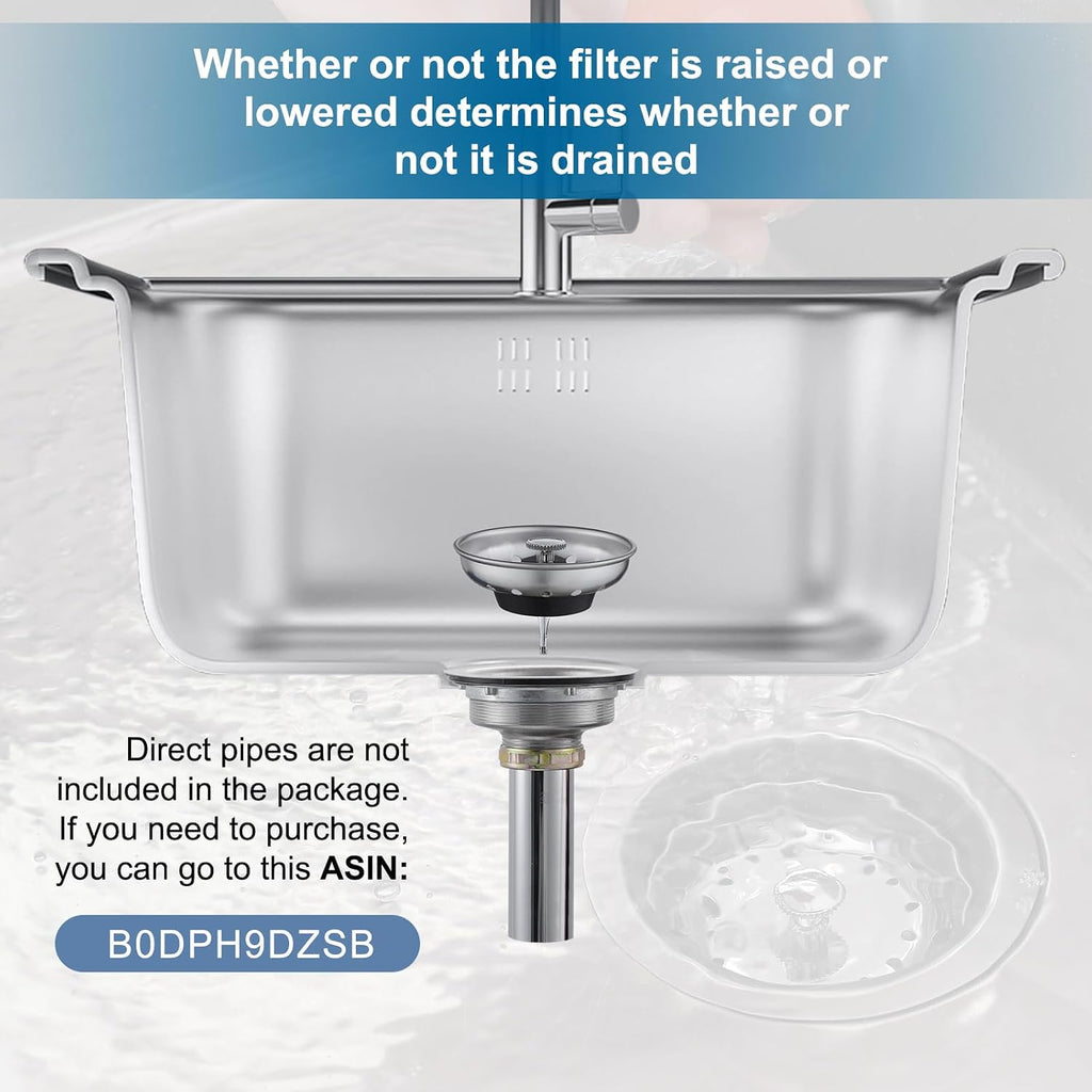 ZM Kitchen Sink Basket Strainer with Stopper, 3-1/2” Drain