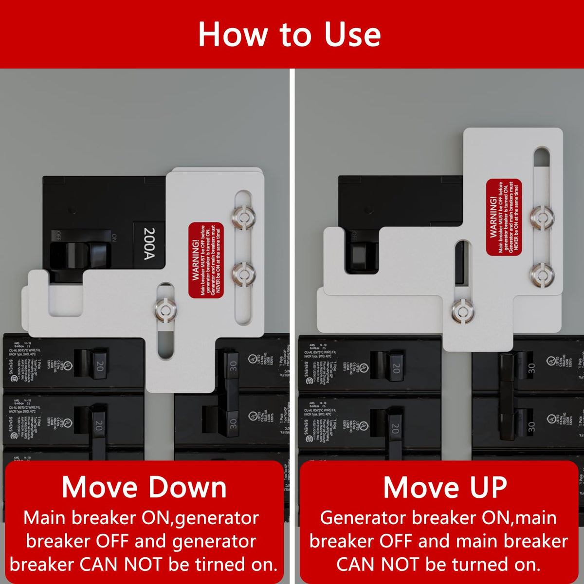 Generator Interlock Kit Compatible with Siemens or Murray 150&200Amp Panels