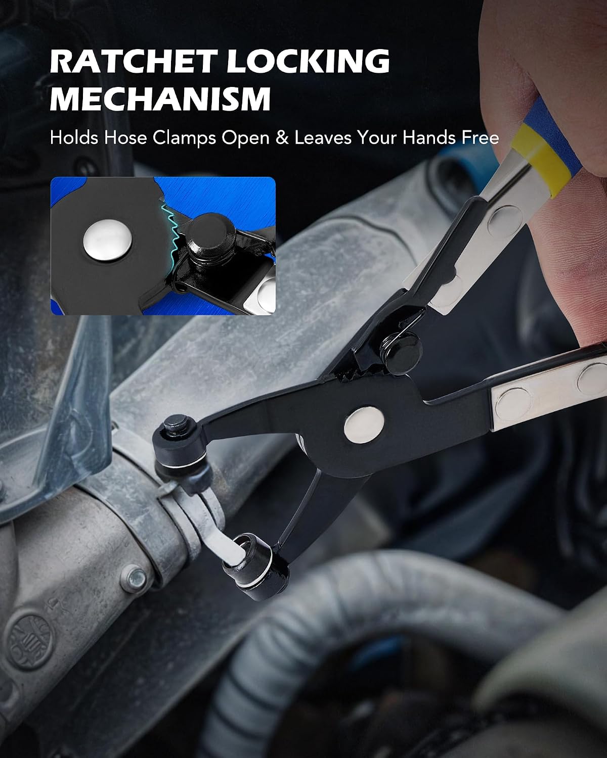9pcs Hose Clamp Pliers for Fuel Oil & Water Hoses, Automotive Long Reach Hose Clamp Remover Kit with Flexible Wire