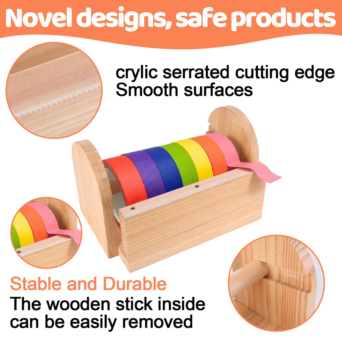 Wooden Multi Roll Washi Tape Dispenser