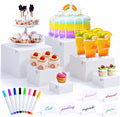 6Pcs White Acrylic Buffet Risers, Buffet Table Risers and Stands, Food Risers Display Shelf for Party Catering