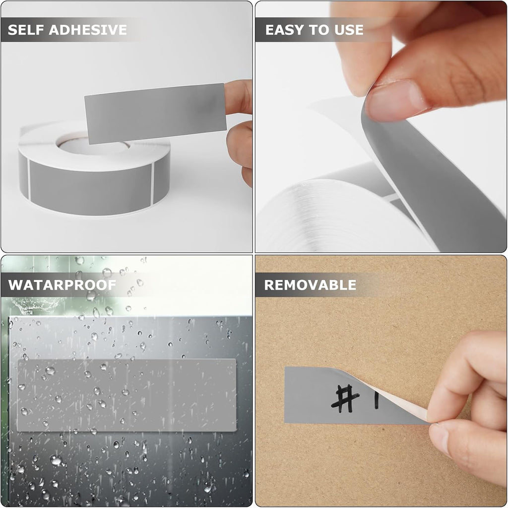 Grey Rectangle Labels 3" x 1" Color Coding Stickers Roll 500 Pcs