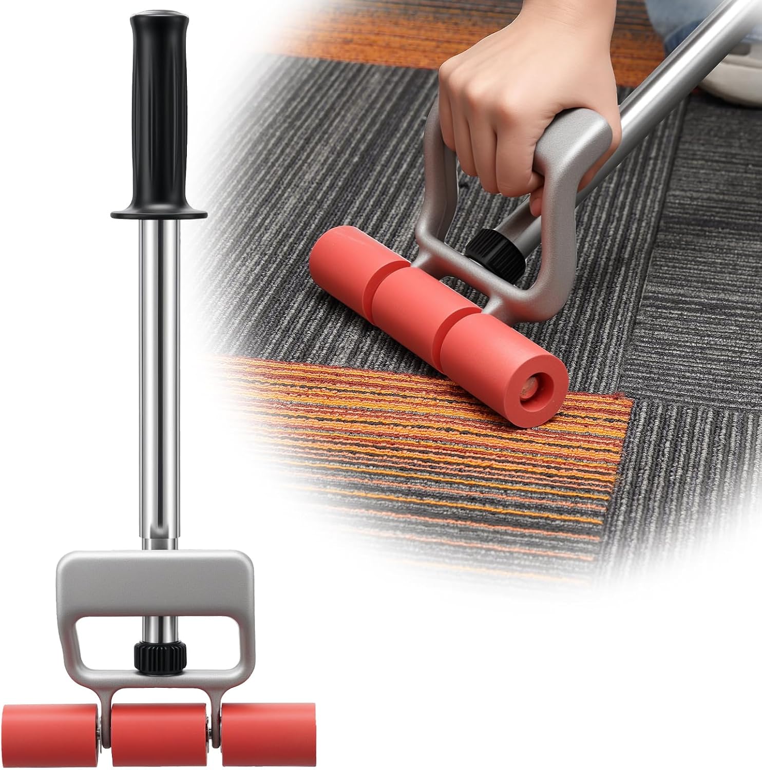 Rubber Roller 17.5-27 Adjustable j Roller Pressure Tool Heavy Duty Floor Roller Save Effort Laminate Roller No