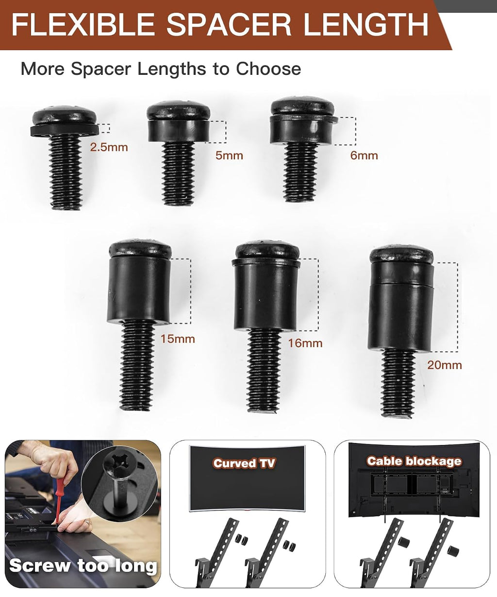92PCS TV Mounting Hardware Screw Kit, M4 M5 M6 M8 Screws