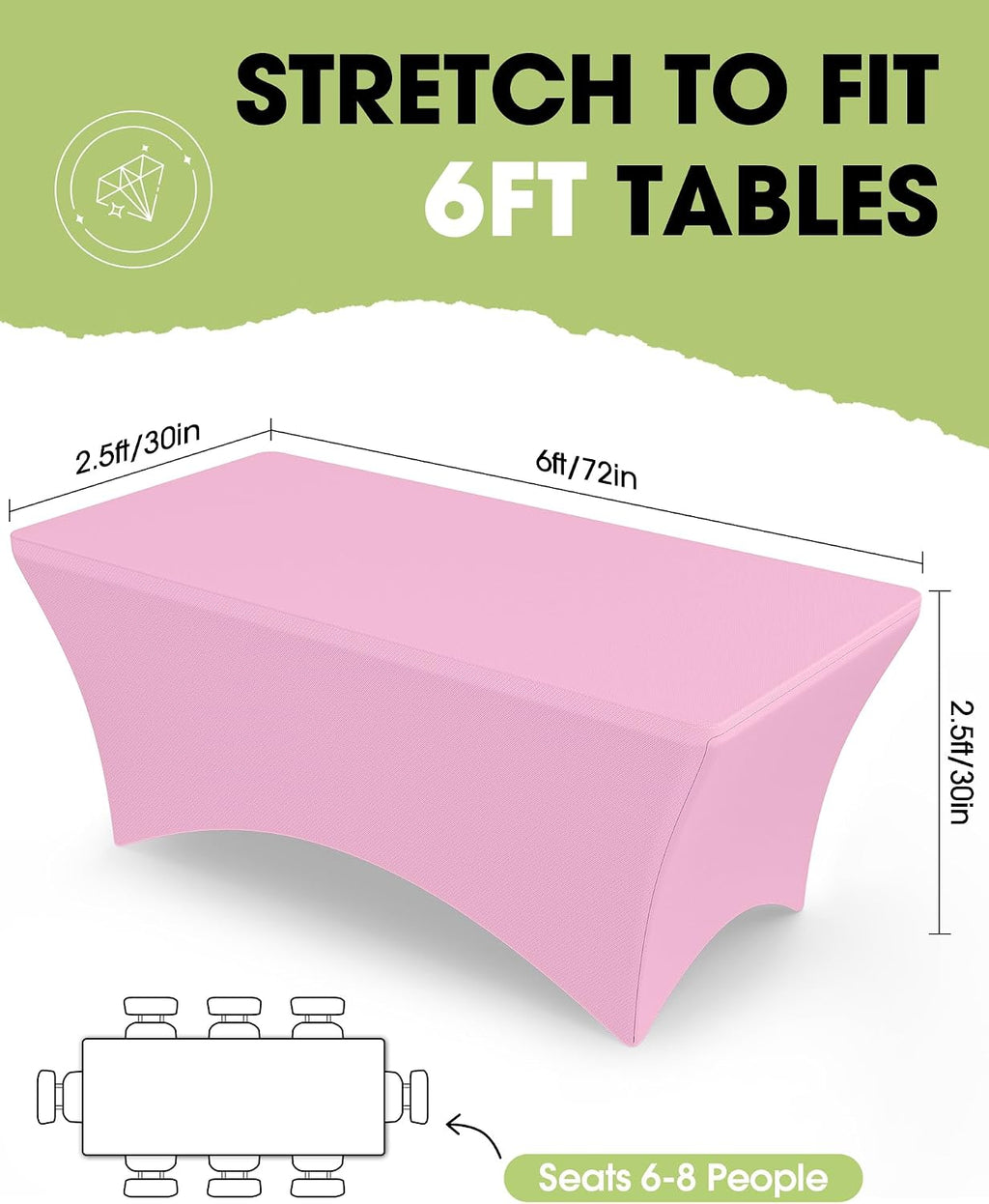 Spandex Tablecloth 6ft 2 Pack Pink