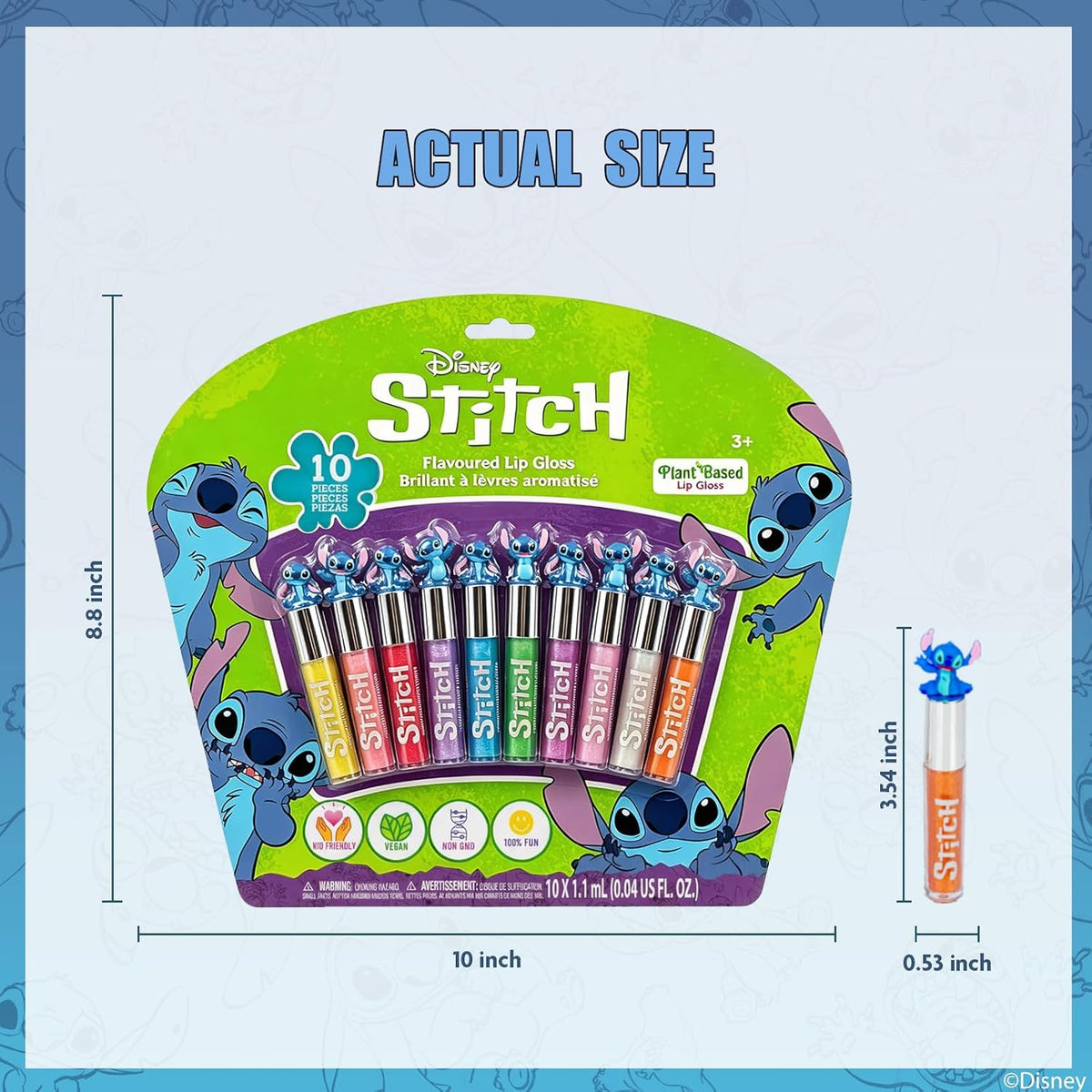 Stitch Lip Gloss Set, 10-Piece Plant-Based, Ages 3+