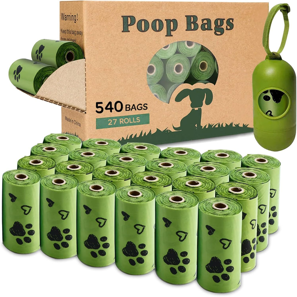 Dog Poop Bag Biodegradable - 540 Count Dog Waste Bags with Dispenser, Extra Thick Strong Leak Proof Poop Bags for