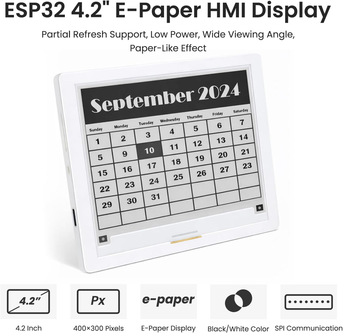ELECROW ESP32 E-Ink Display 4.2 Inch E-Paper HMI Display Black/White Color