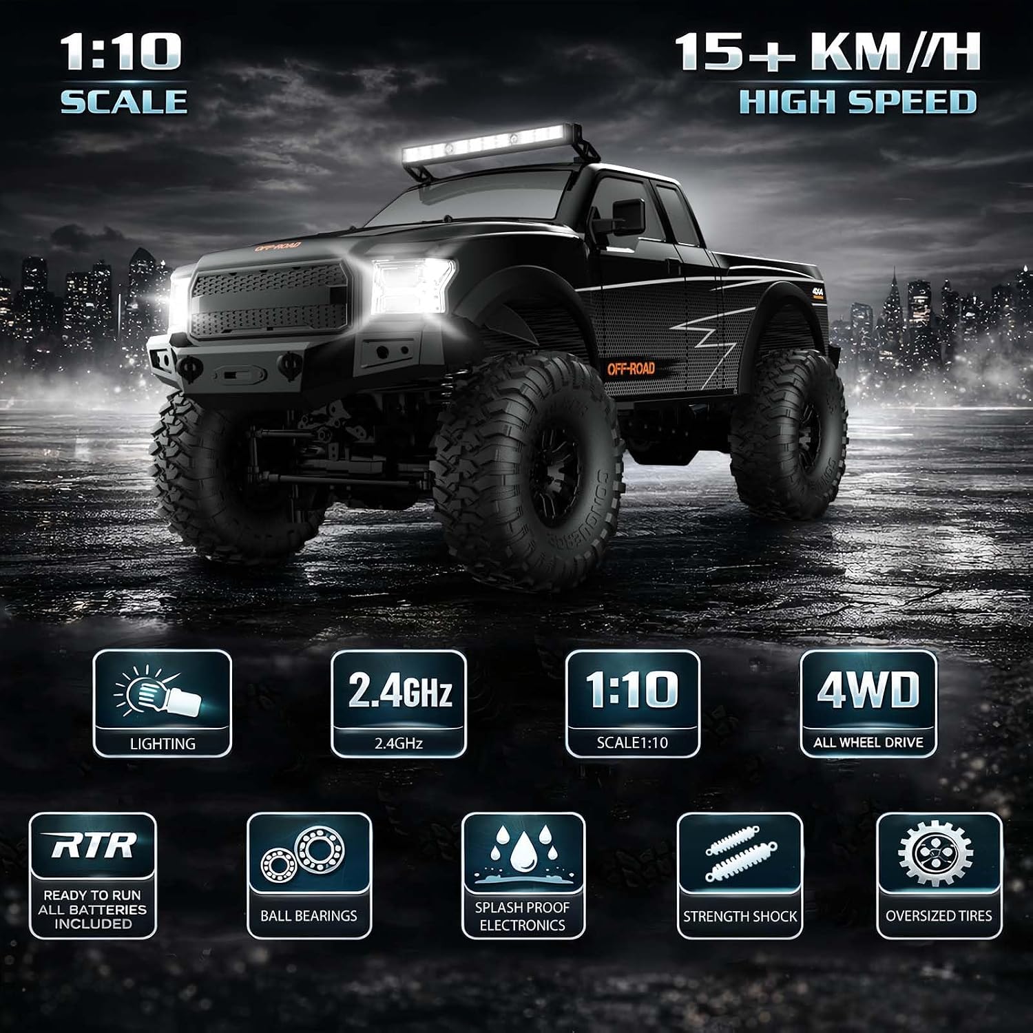 RC Cars RC Crawler 1/10 Scale RTR Remote Control Car 4WD 2.4GHz Brushed Offroad Racing Hobby Grade Model Vehicle with