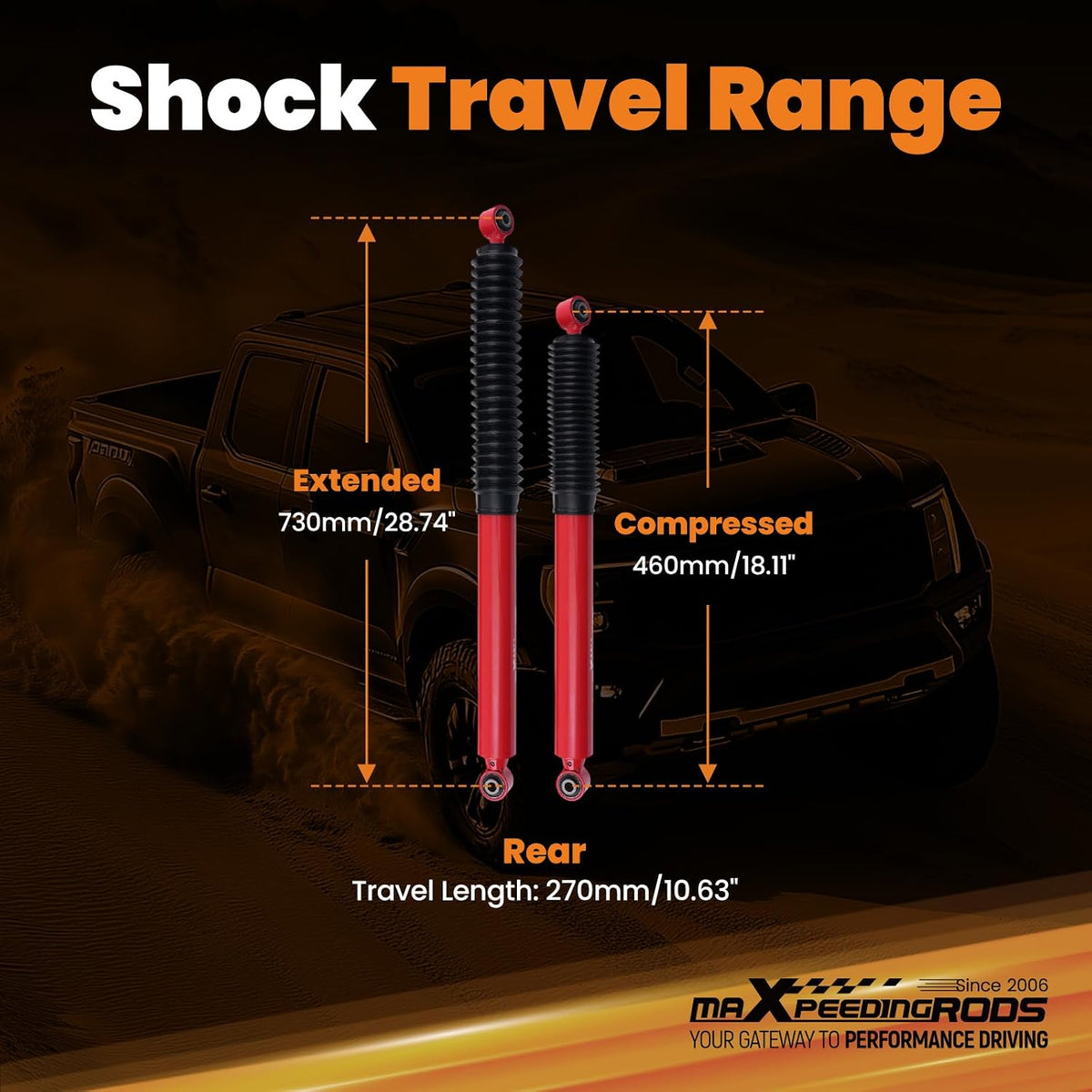 maXpeedingrods Rear 0-1" Monotube Shocks for Ford F-150 2015-2026, G3