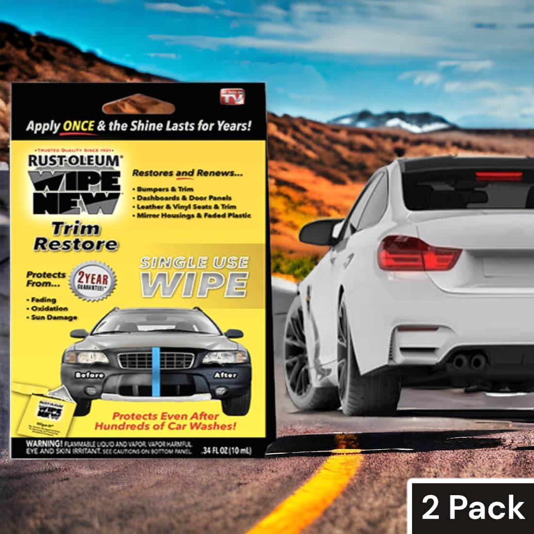 Dashboard Bumper Car Interior Exterior and Auto Trim Restorer- Pack of 2