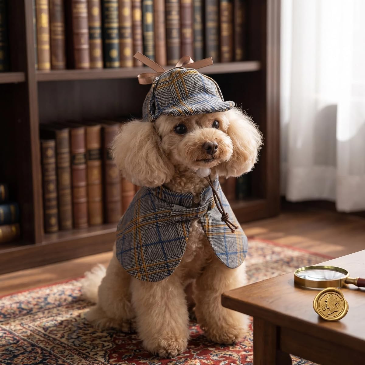 Halloween Detective Dog Costume with Cape & Hat, Small 8lb