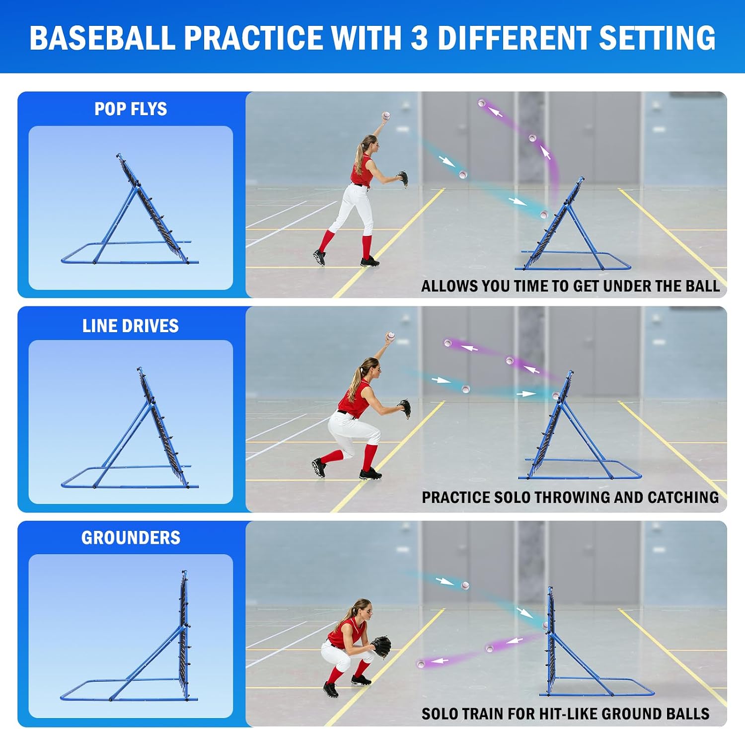Soccer Baseball Rebounder Soccer Goal Net, Volleyball Rebound Pitchback Net | Quick Switch Angle Soccer Softball
