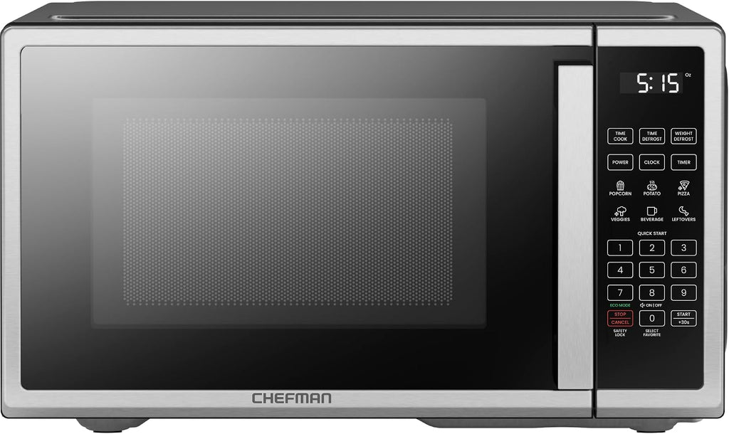 Countertop Microwave Oven 0.9 Cu. Ft. Digital Stainless Steel Microwave 900 Watt with 6 Presets, Eco Mode, Mute