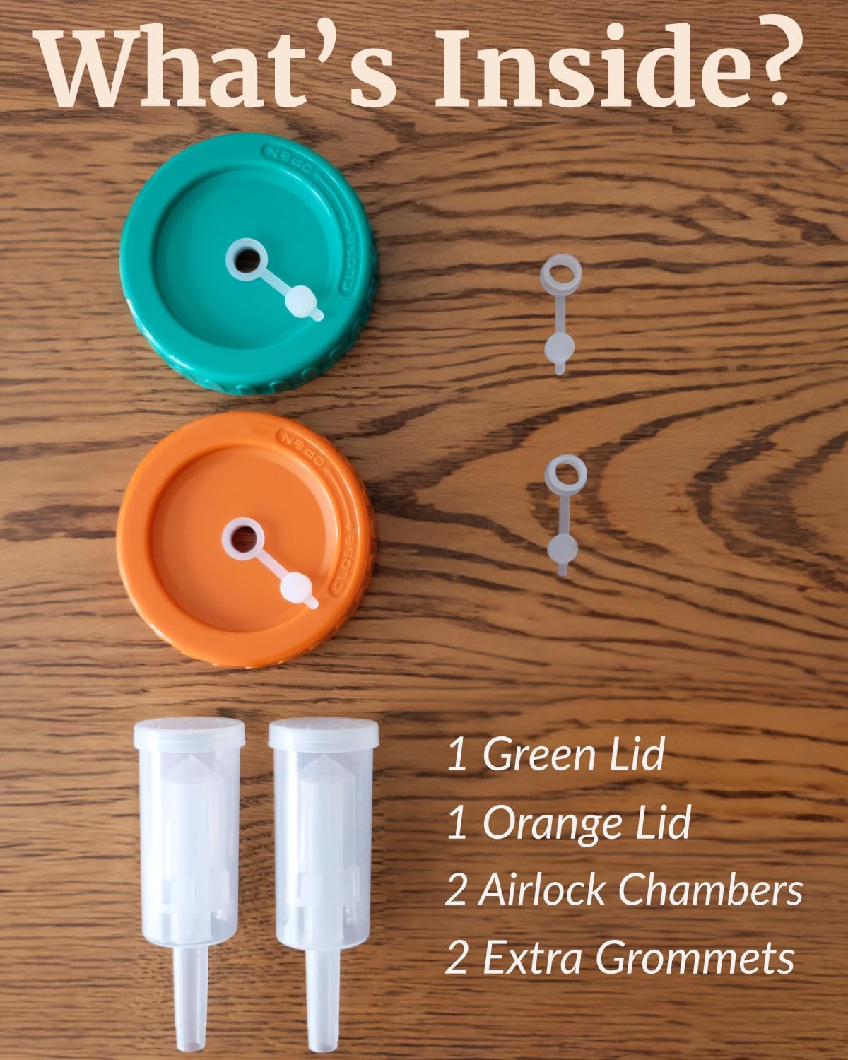 Fermentation Lids Set of 2 - Make Delicious Kimchi & Sauerkraut at Home, Starter Fermentation Kit for Wide Mouth