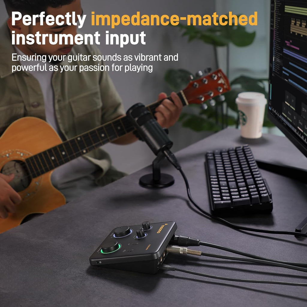 PS22 Lite USB Audio Interface for PC for Guitar & Vocals Streaming | Low-noise preamp, 24-bit/192kHz, loopback, ASIO