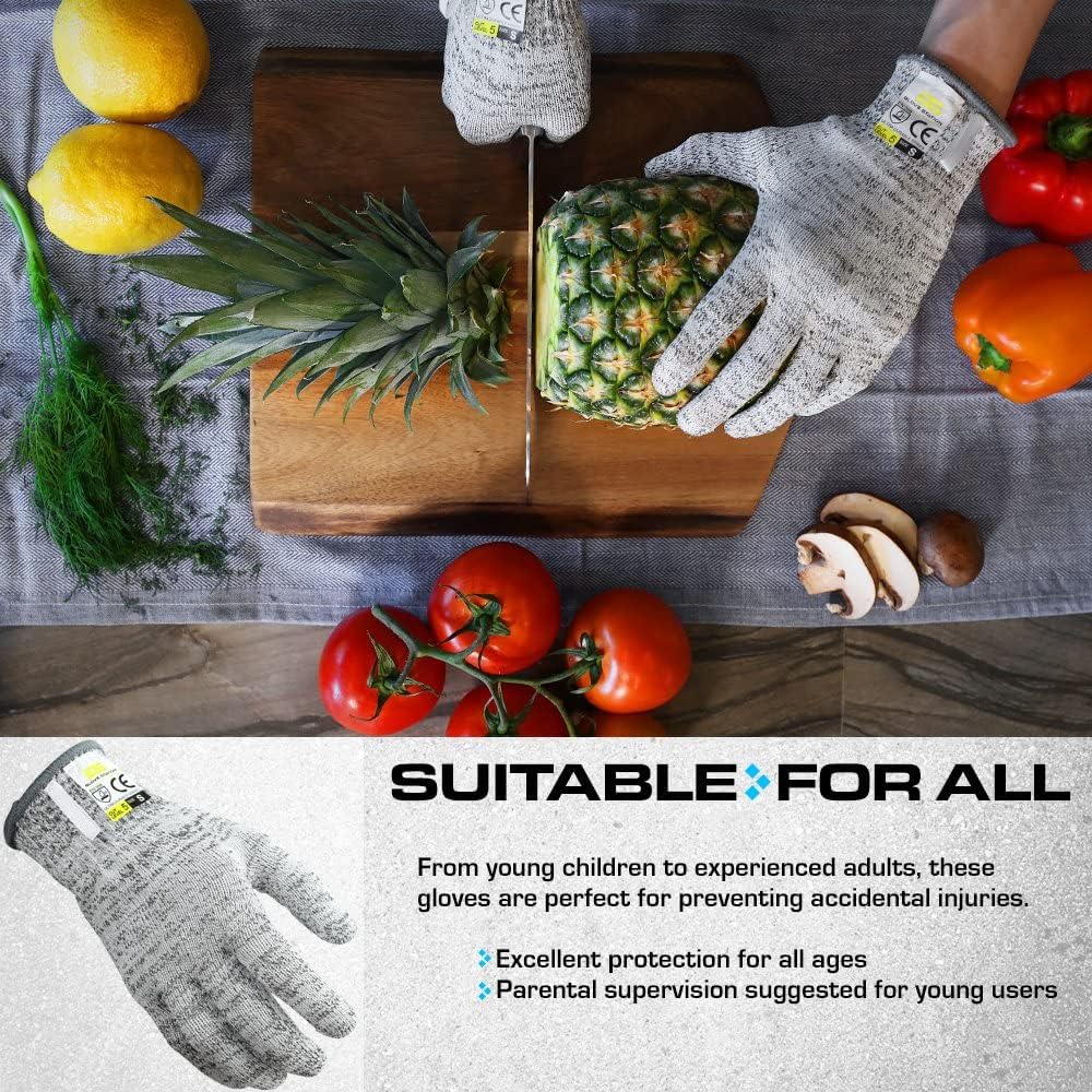 Cut Resistant Gloves, Level 5 HPPE, Steel/Silver, XL