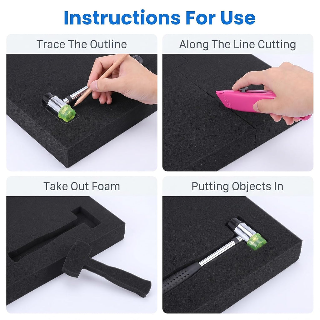Polyurethane Foam Inserts 2 Pack 16x12x2 Inch, Black Cuttable Packing Pads