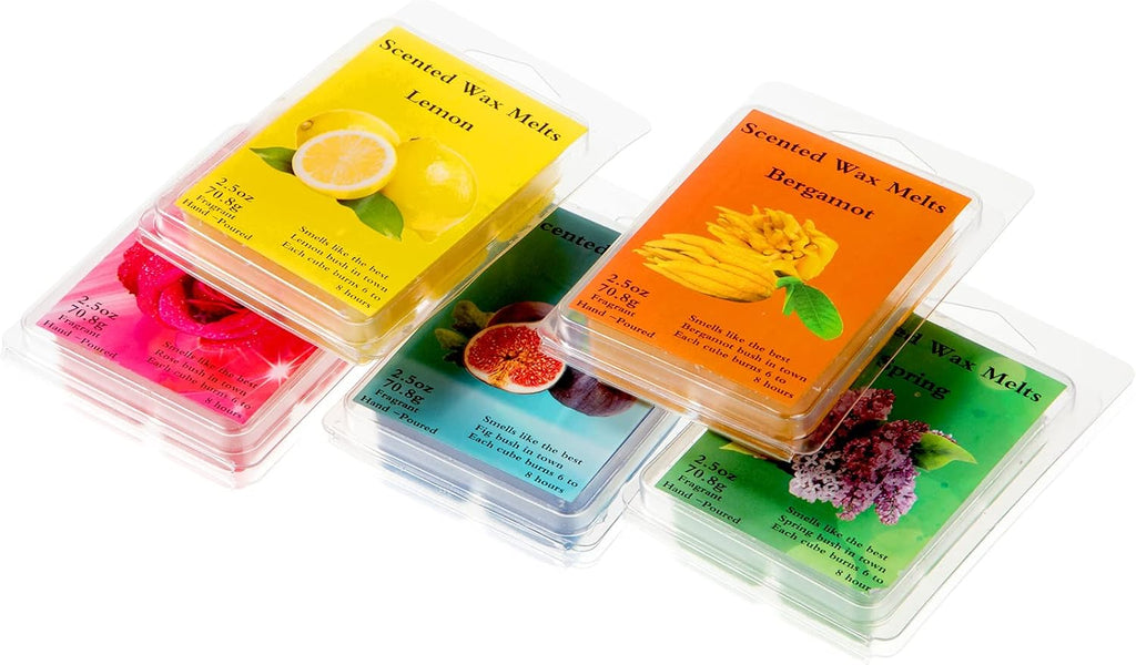 200 Pieces Wax Melt Molds 6 Cavity Plastic Clamshell Containers | Empty PET Cube Tray 4.15x3 Inch for Wax Melt Soap