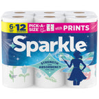 Pick-A-Size Paper Towels, 2-Ply Spirited Prints, 6 Double Rolls