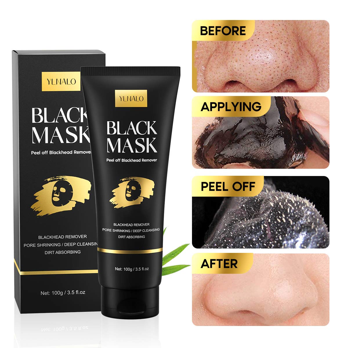 Blackhead Remover Mask Kit, Charcoal Peel Off Facial Mask with Brush and Pimple Extractors, Deep Cleansing for Face
