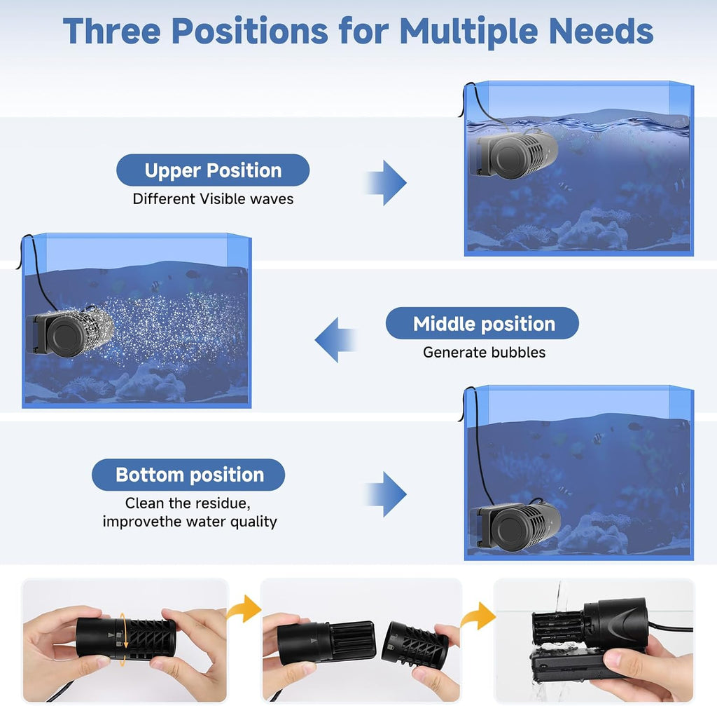 Aquarium Wave Maker Magnetic Adjustable Cross Flow Pump, 15W