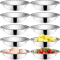 10 Pack Small Stainless Steel Bowls, 6 1/2 Inch Wide Kitchen Metal Bowl with Flat Base, 3/4 Quart Prep Bowls for Meal