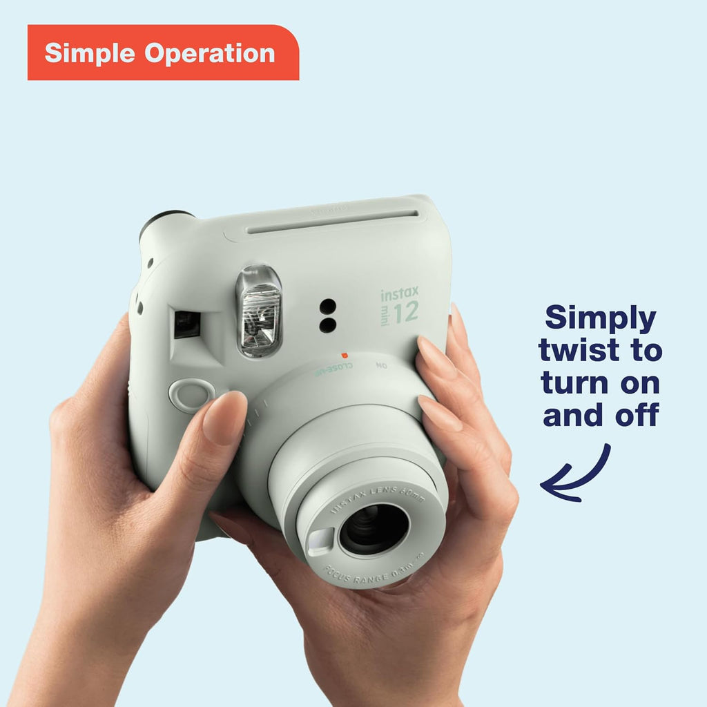 Instax Mini 12 Instant Camera - Lilac Purple | Automatic exposure with selfie mirror and parallax correction for