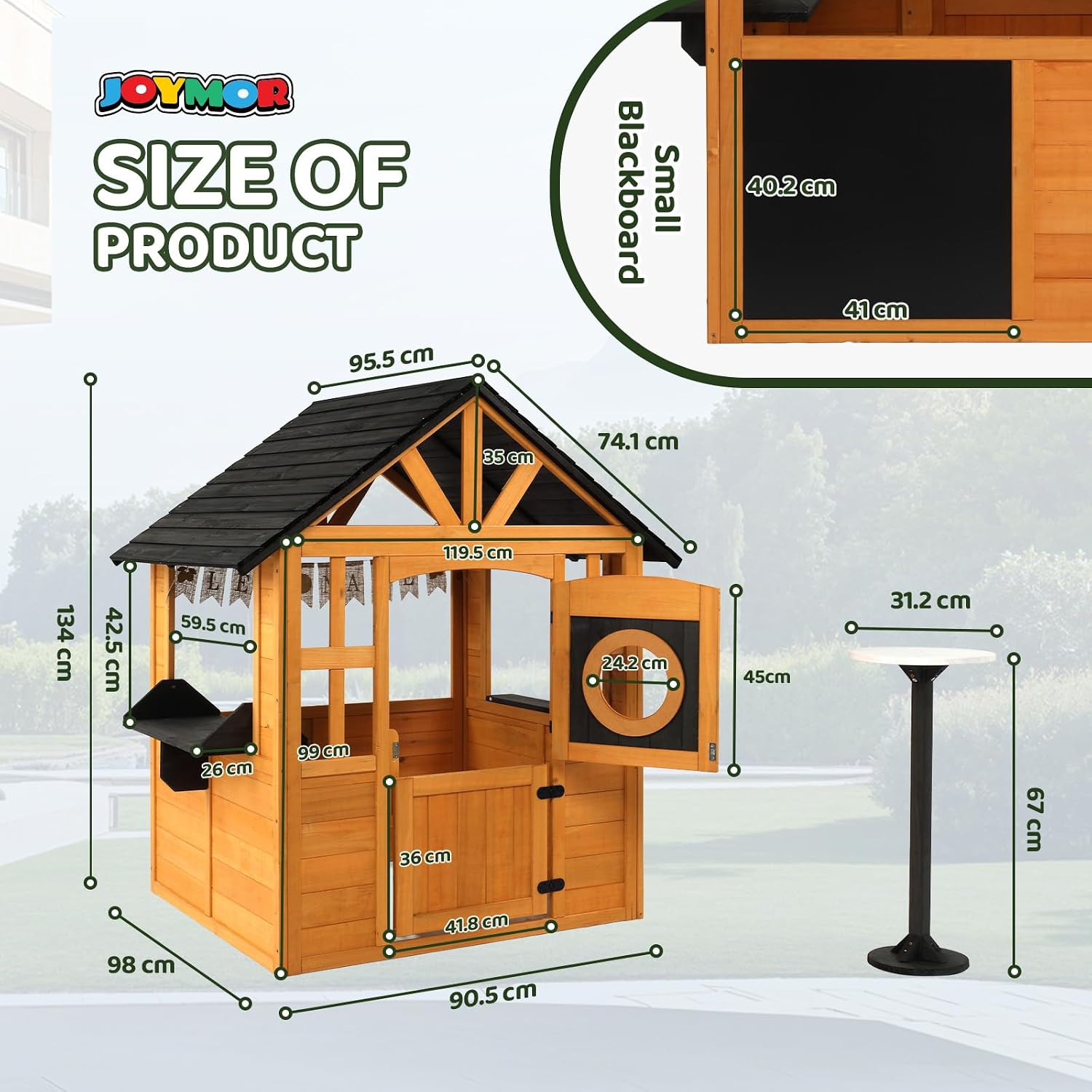 Kids Outdoor Playhouse with Snack Bar, Chalkboard & Lemon Banner, Toddler Outdoor Toys for Backyard Garden Indoor