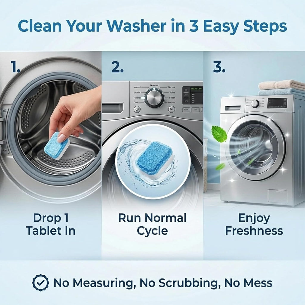 Upgraded Enzyme-Containing Washing Machine Cleaning Tablets for Pet Hair, Deep Cleaning, Suitable for Top-loading and