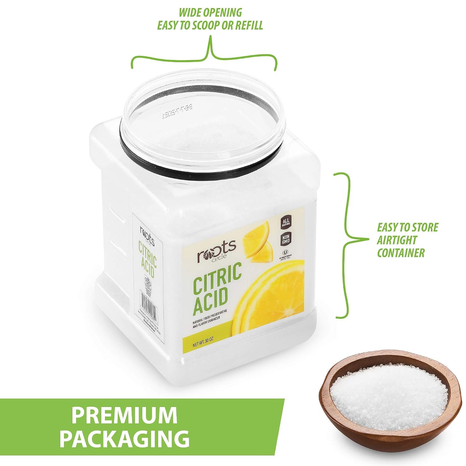 All-Natural Citric Acid | 1.88 Pound | Kosher for Passover | Food-Grade Flavor Enhancer, Household Cleaner &