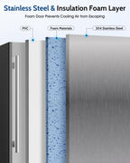 24 Inch Beverage Refrigerator,180 Cans Outdoor Refrigerator