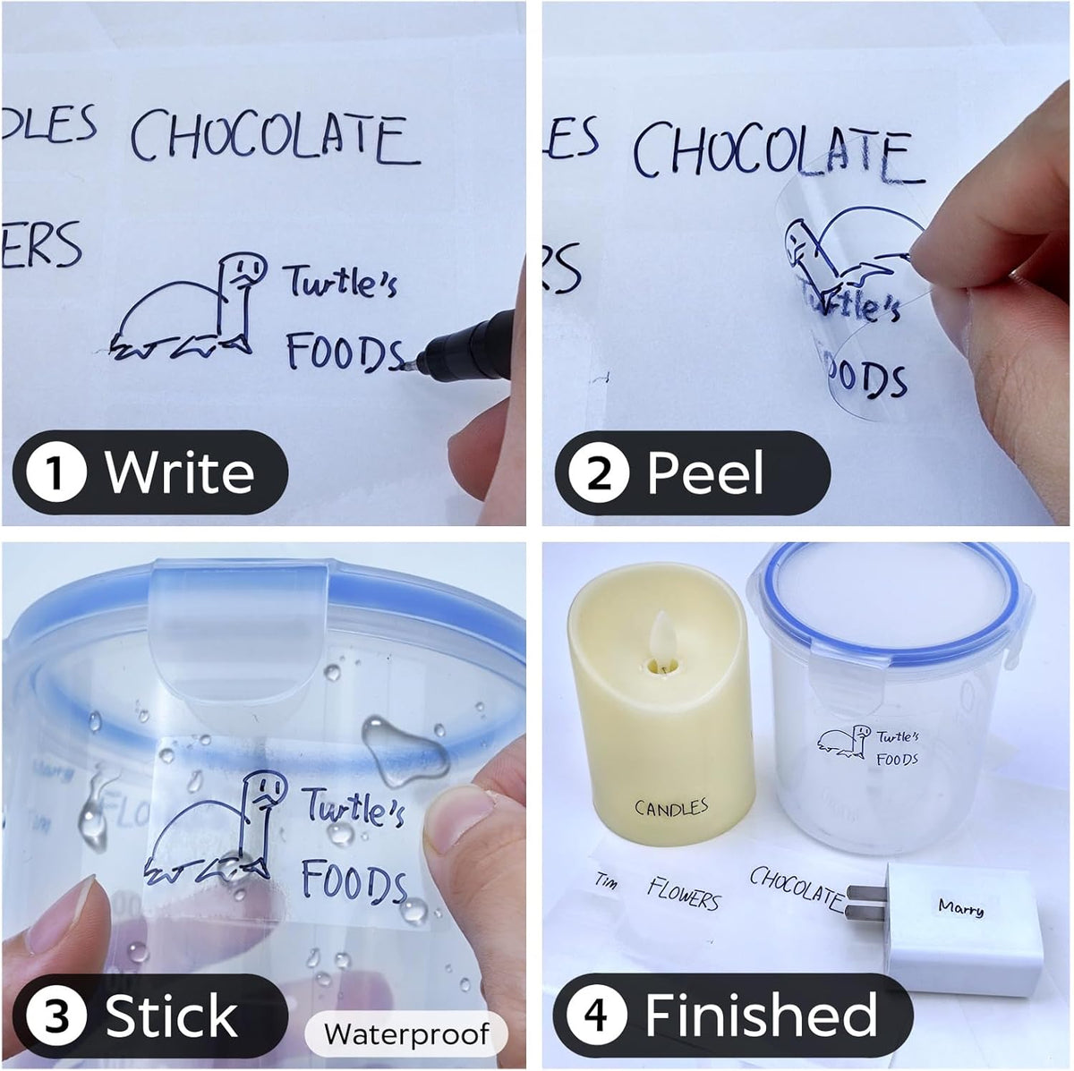 170Pcs Clear Removable Labels for Jars with 2 Liquid Chalk Marker