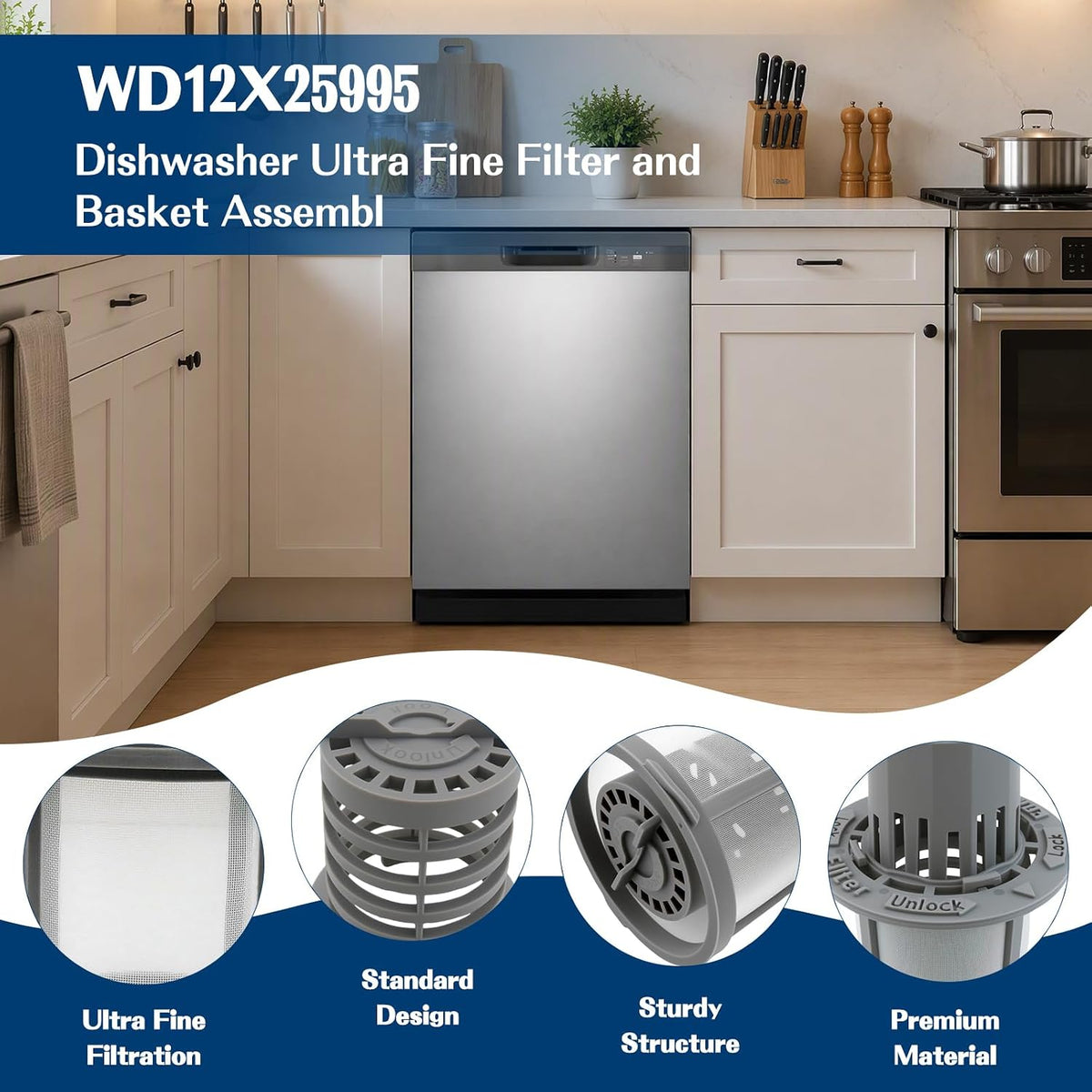 Dishwasher Fine Filter and Basket for GE DDT700SGN8WW