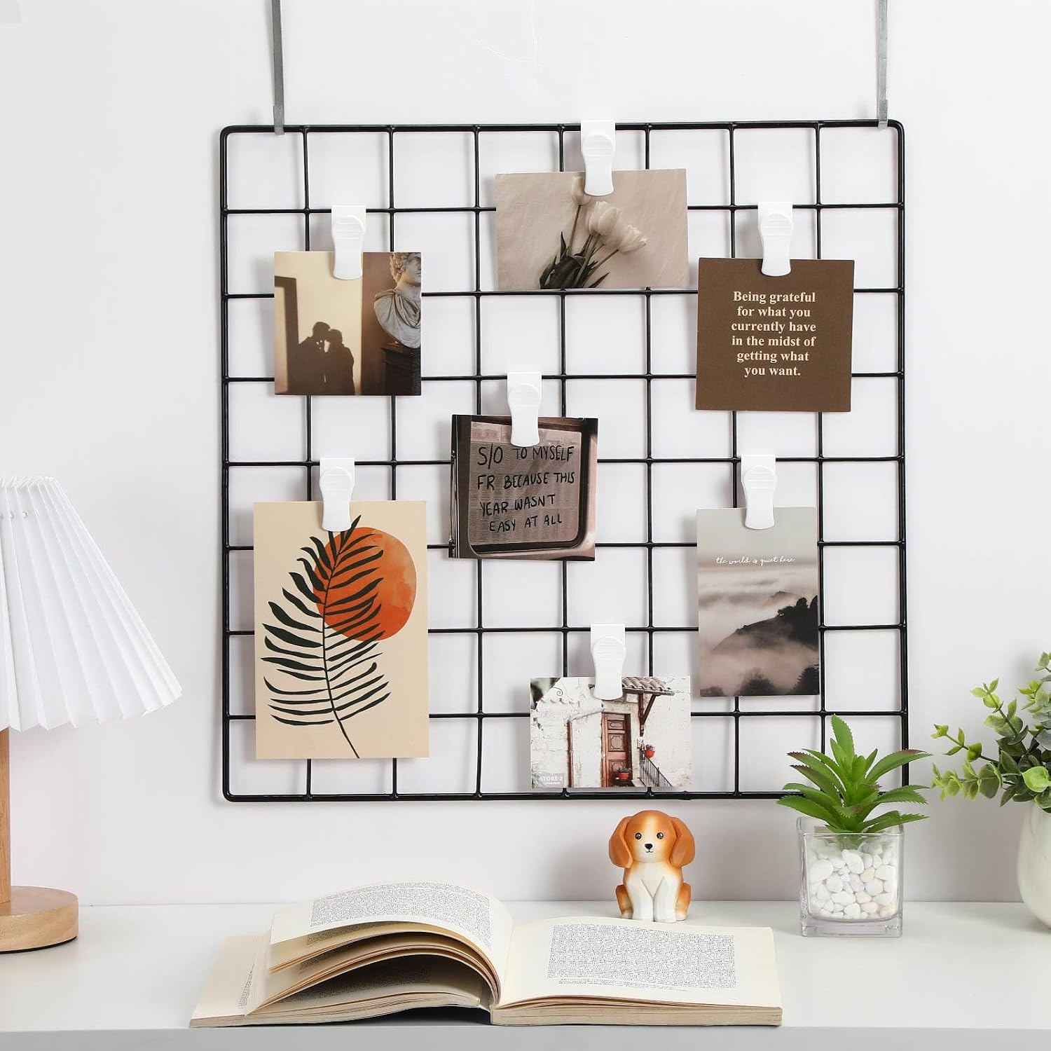 15 Pcs Gridwall Accessories Grid Wall Hooks Clips, Hanging Display Oil Painting Art Exhibition Sign Panel Wall Wire