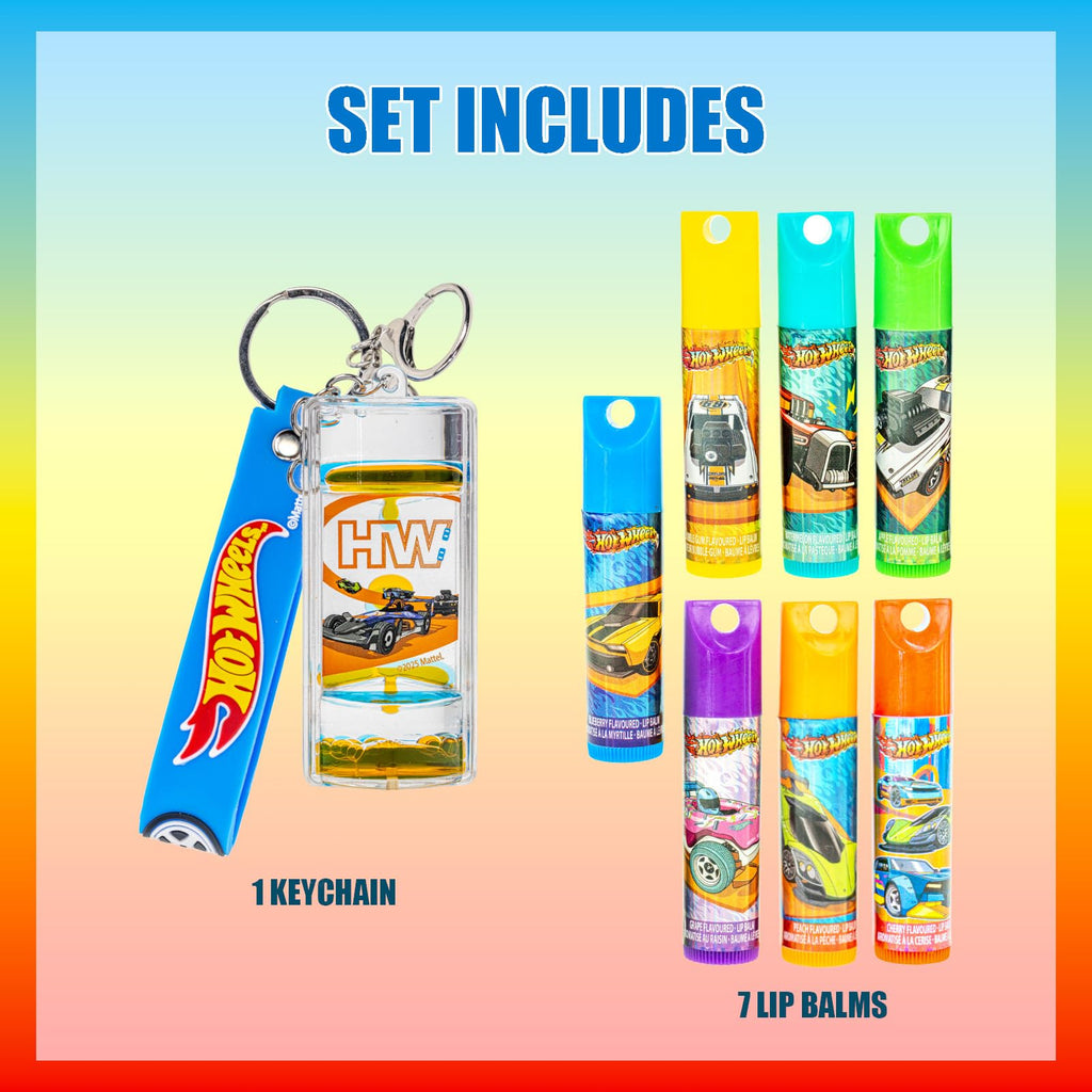 Hot Wheels Keychain Lip Balm Set, 7-Piece Plant-Based, Ages 3+